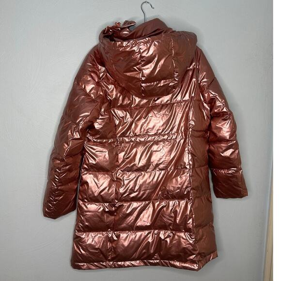 Grace Karin Hooded Pink Metallic Puffer Coat Size Medium NWT Removeable Hood - Picture 2 of 6